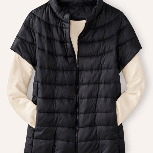 cap sleeve puffer vest black 0 02717