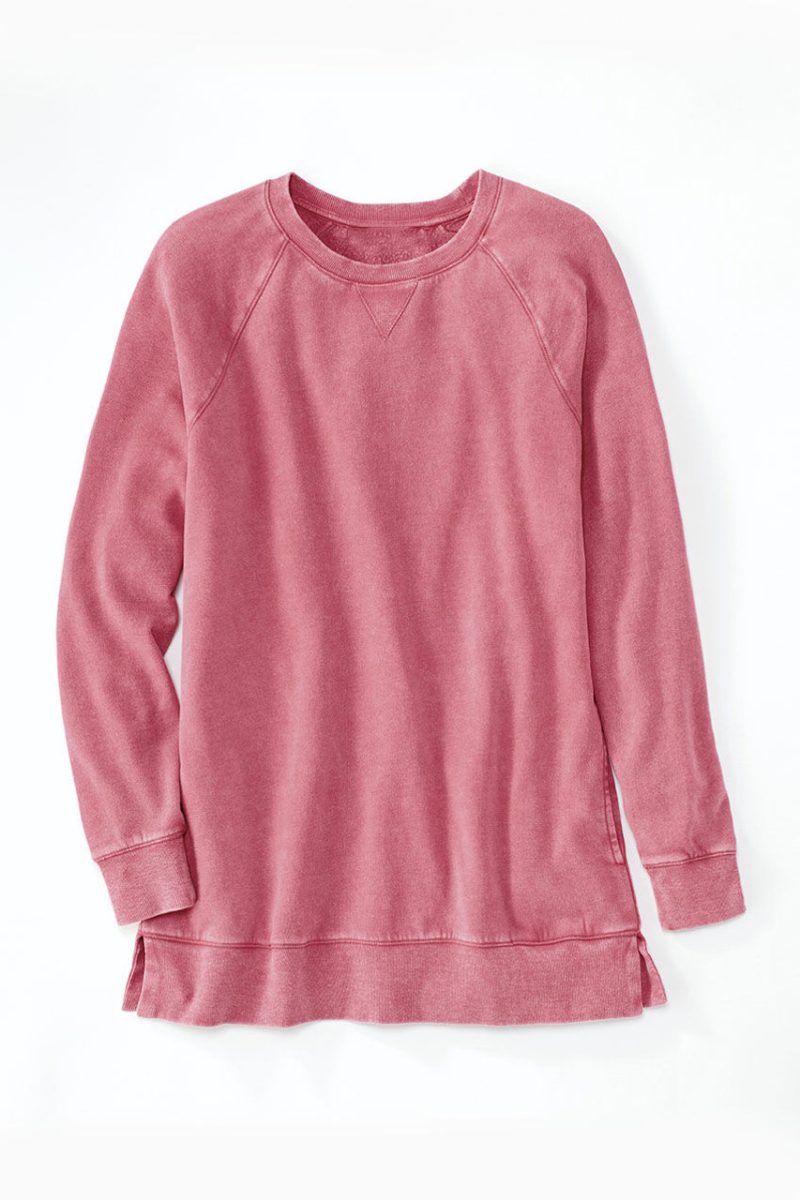 colorwash tunic sweatshirt raspberry rose 19 34260