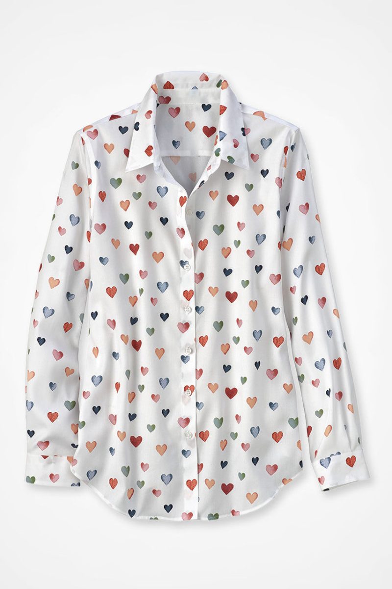 confetti hearts long sleeve no iron shirt white multi 2 61291 13683