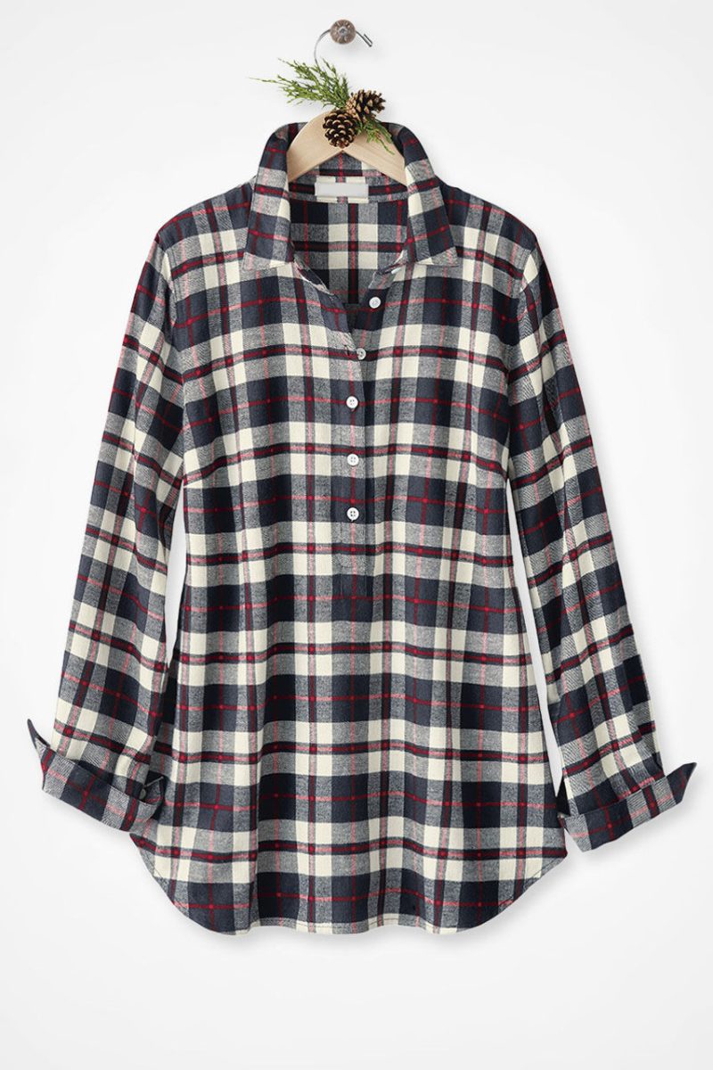 joyful celebration plaid tunic black ivory 0 81320 95710