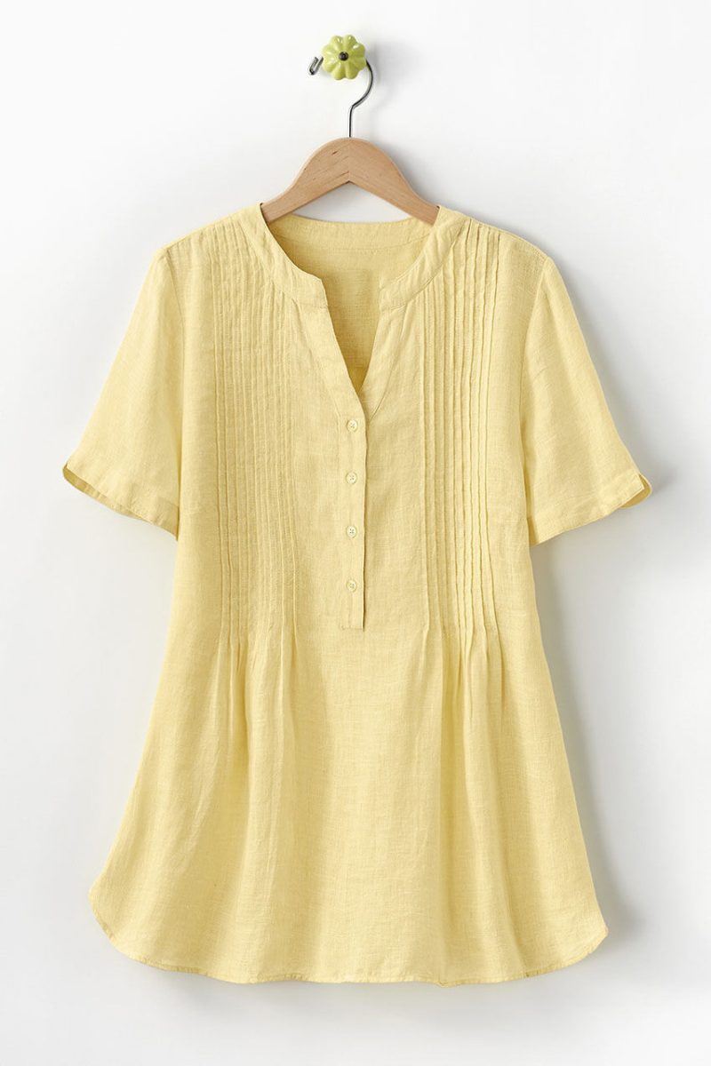 linen tuck and release blouse daffodil 8 56398