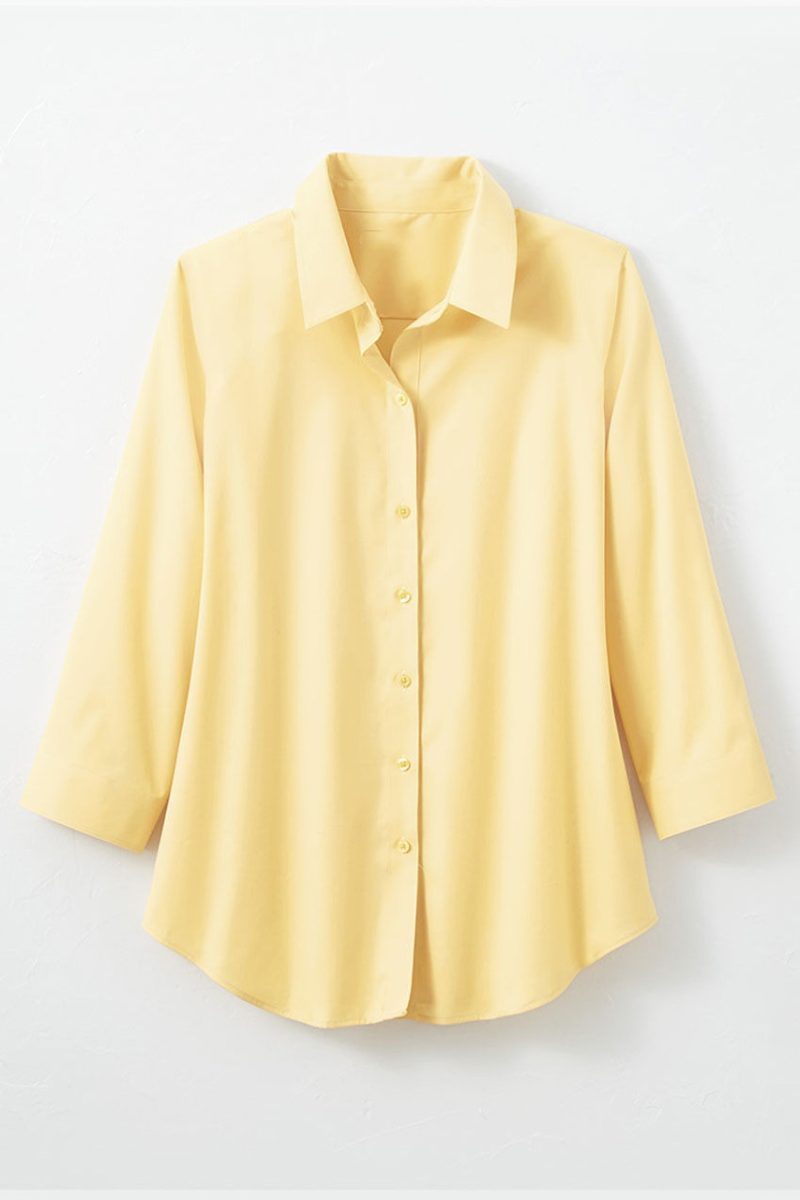 no iron 3 4 sleeve shirt mellow yellow 17 23591