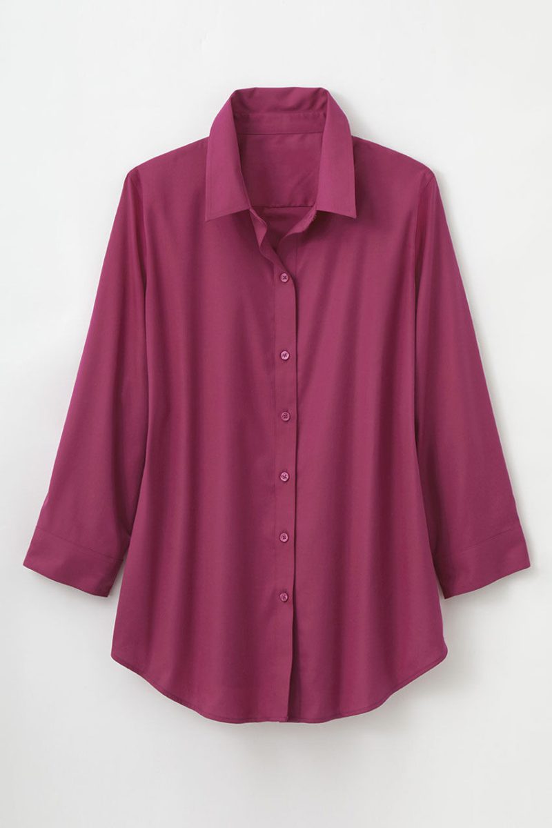 no iron 3 4 sleeve shirt sangria 13 11062