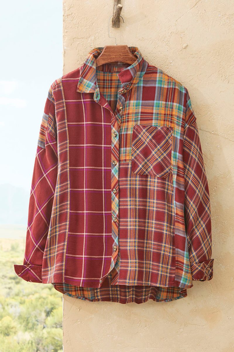 plaid possibilities tunic brick multi 0 14286